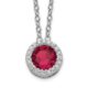 Sterling Silver Cheryl M Rhod-pltd Cr. Ruby & CZ Round Halo Necklace