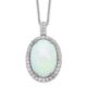 Sterling Silver Cheryl M Rhod-pltd Cr. Opal & CZ Oval Halo Necklace