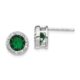 Sterling Silver Cheryl M Rhod-pl Green Glass & CZ Halo Post Earrings