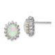 Sterling Silver Cheryl M Rhod-plated CZ & Cr. Opal Oval Post Earrings