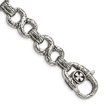 Stainless Steel Antiqued and Polished 8.5in Infinity Symbol Bracelet