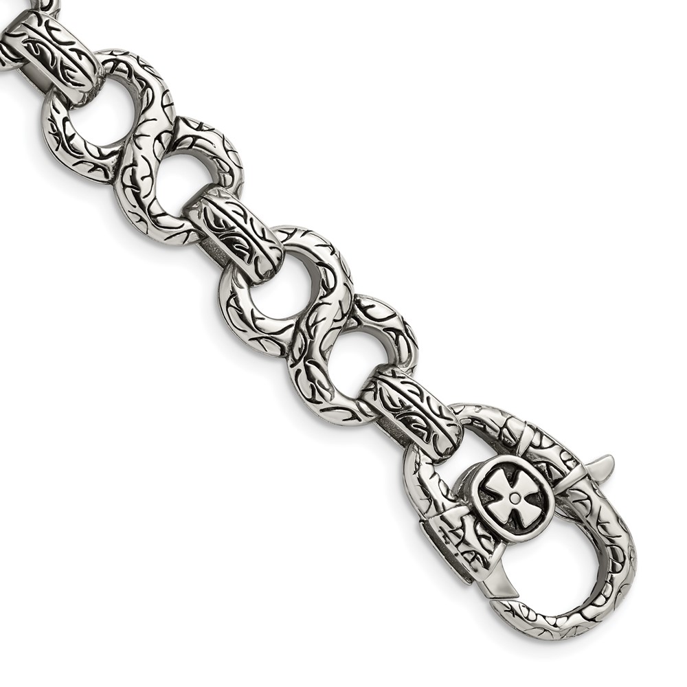 Stainless Steel Antiqued and Polished 8.5in Infinity Symbol Bracelet