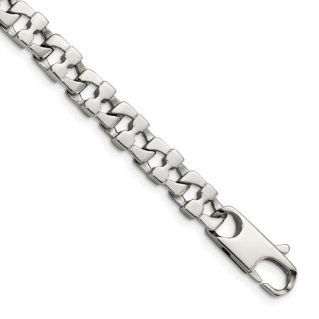 Stainless Steel Polished Square Link 8.5in Bracelet
