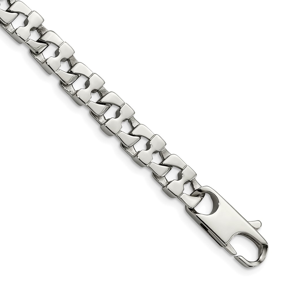 Stainless Steel Polished Square Link 8.5in Bracelet