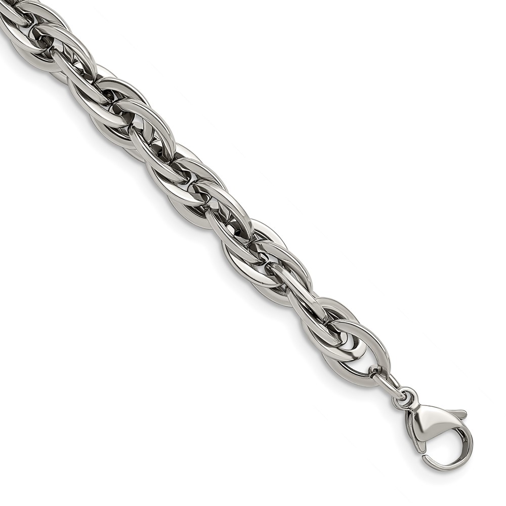 Stainless Steel Polished Oval Links 8in Bracelet