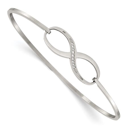 Stainless Steel Polished w/CZ Infinity Symbol Bangle