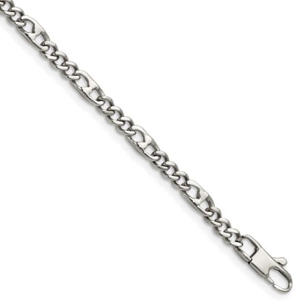 Stainless Steel Polished 4mm Figaro 8.5in Bracelet