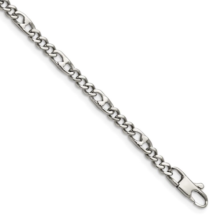 Stainless Steel Polished 4mm Figaro 8.5in Bracelet