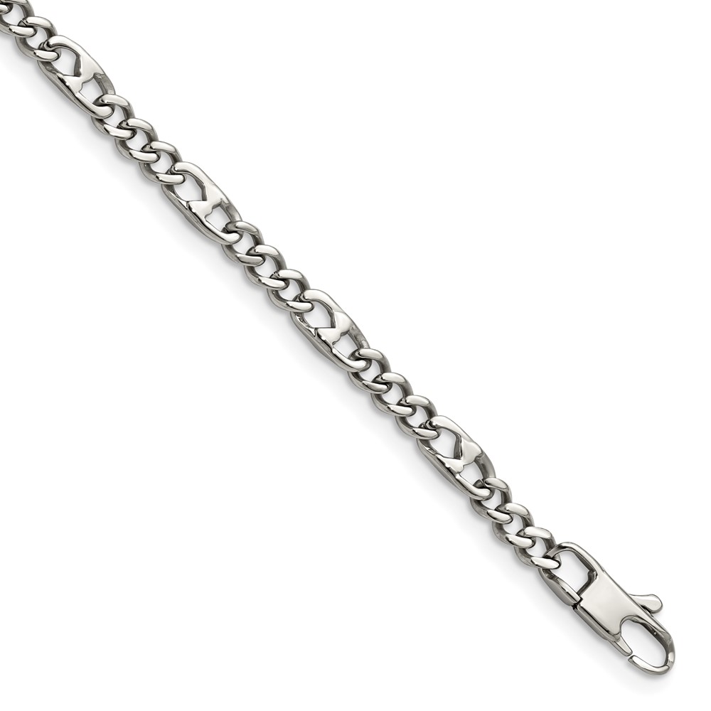 Stainless Steel Polished 4mm Figaro 8.5in Bracelet