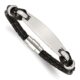 Stainless Steel Polished Black Woven Leather 8.5in ID Bracelet
