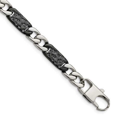 Stainless Steel Polished Black IP-plated 8.5in Link Bracelet