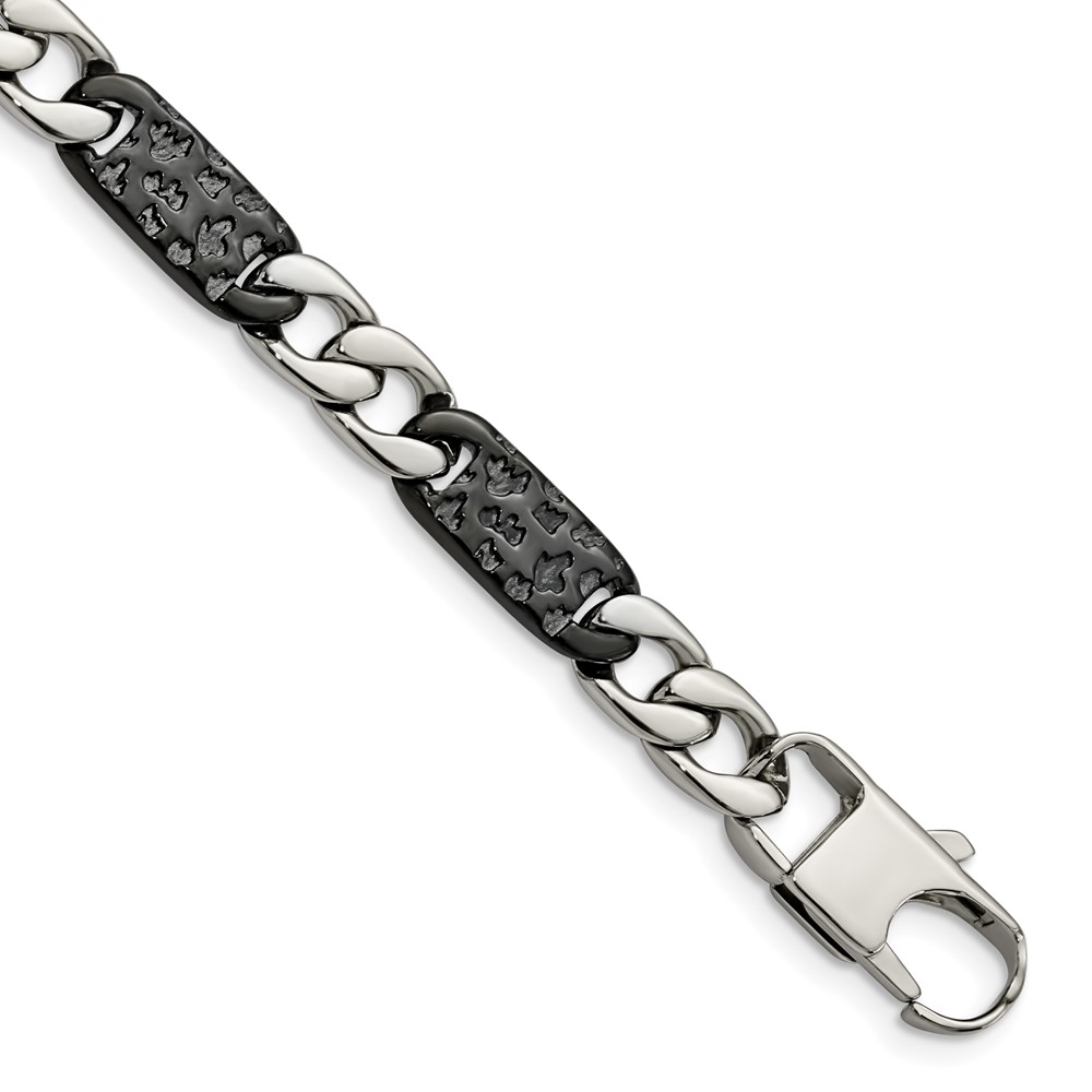 Stainless Steel Polished Black IP-plated 8.5in Link Bracelet