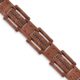 Stainless Steel Brushed and Textured Brown IP w/Black CZ 8.25in Bracelet
