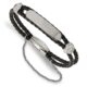 Stainless Steel 7 inch Polished Preciosa Crystal Braided Leather Bracelet