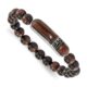 Stainless Steel Polished Enameled Tiger's Eye Beaded Stretch DAD Bracelet