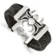 Stainless Steel Antiqued and Polished Spider Black Leather 8.5in Bracelet