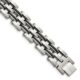Stainless Steel 9in Brushed and Polished with Black Rubber Bracelet