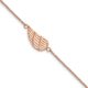 Stainless Steel Brushed/Polished Rose IP Angel Wing w/1.25in ext Bracelet