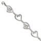 Stainless Steel Polished CZ Heart 7in w/1in ext. Bracelet