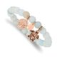 Stainless Steel Antiqued&Polished Rose IP Blue/Grey Dyed Jade Bracelet