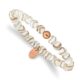 Stainless Steel Polished Rose IP White Wave Agate Stretch Bracelet