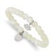 Stainless Steel Polished Lotus Mother of Pearl Beaded Stretch Bracelet