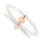 Stainless Steel Polished Rose IP-plated LOVE Heart Jade Stretch Bracelet