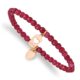 Stainless Steel Polished Rose IP-plated LOVE Red Jade Stretch Bracelet