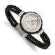 Stainless Steel Brushed & Polished Yellow IP w/CZ & Leather 8.5in Bracelet
