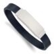 Stainless Steel Polished Navy Blue Leather 8.5in ID Bracelet