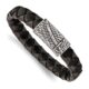 Stainless Steel Antiqued & Polished Black/Brown Leather Sword 8.5in Bracele