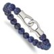 Stainless Steel Polished Genuine Lapis Beaded 9in Bracelet