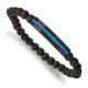 Stainless Steel Brushed & Polished Black/Blue IP w/Lava Stone Stretch Brace