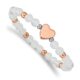 Stainless Steel Polished Rose IP-plated Heart White Agate Stretch Bracelet