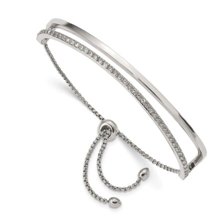 Stainless Steel Polished with Crystals from Swarovski Adjustable Bangle