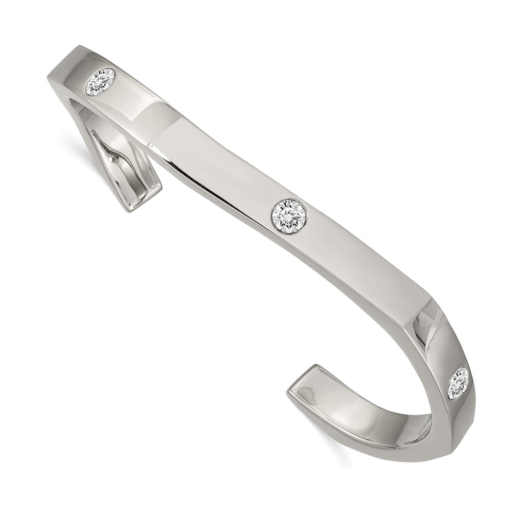 Stainless Steel Polished with Crystals from Swarovski 6mm Cuff Bangle