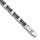 Stainless Steel Brushed & Polished w/Blk Rubber 7.75in w/.5in ext. Bracelet