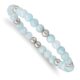 Stainless Steel Polished Light Blue Quartz Beaded Stretch Bracelet