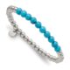 Stainless Steel Polished Synthetic Turquoise Beaded Stretch Bracelet