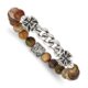 Stainless Steel Antiqued & Polished Natural Turquoise Cross Stretch Bracele