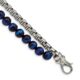 Stainless Steel Polished Box Chain & Blue Tiger's Eye 2 Strand 8.5in Bracel