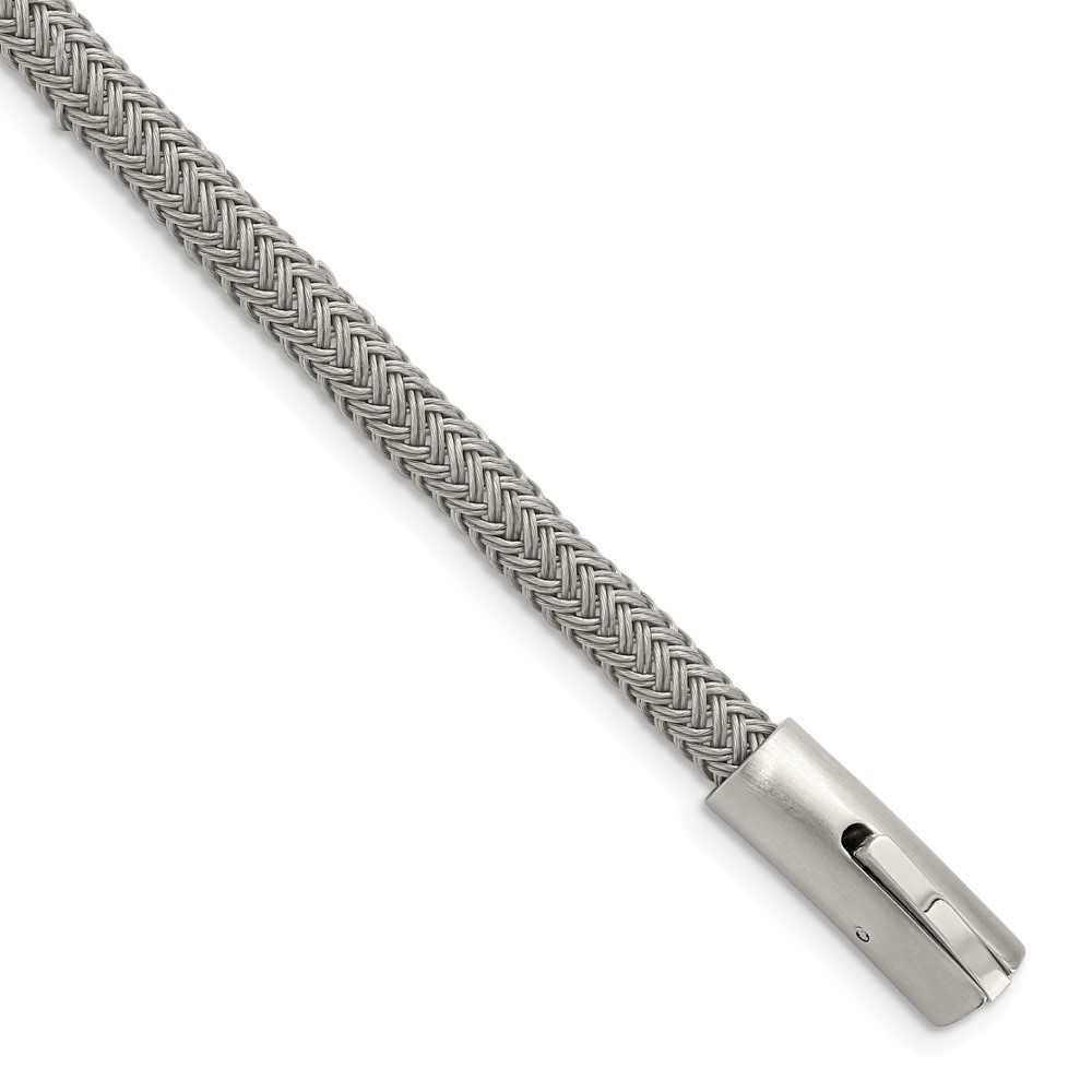 Stainless Steel Brushed and Polished Wire 8.25in Bracelet