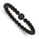 Stainless Steel Antiqued & Polished Black Agate Cross Stretch Bracelet
