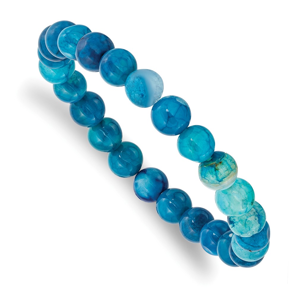 Beaded Stretch Blue Fire Agate Bracelet
