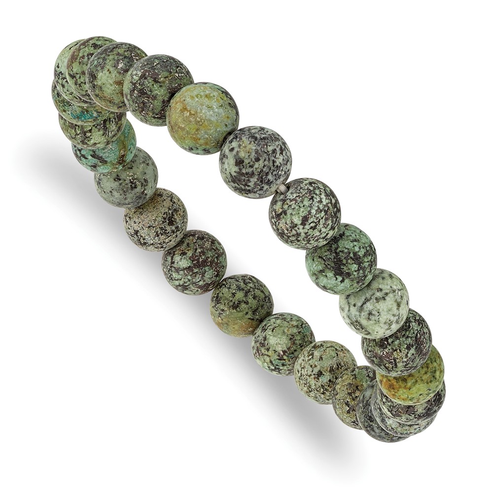 Beaded Stretch African Pine Agate Bracelet