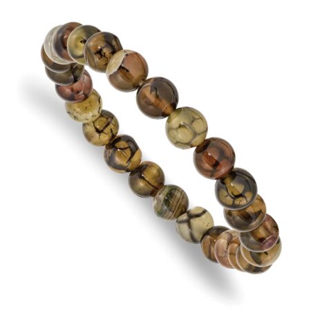 Beaded Stretch Black and Yellow Agate Bracelet