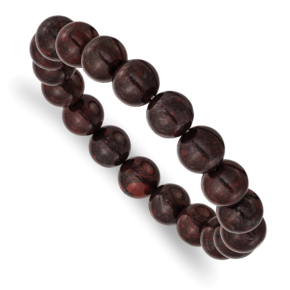 Black and Red Agate Beaded Stretch Bracelet