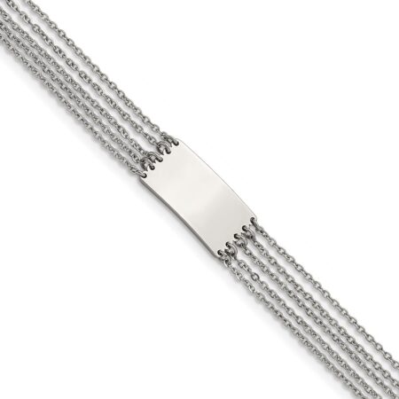 Stainless Steel Polished Multi Strand 6.5in w/.75in ext. ID Bracelet