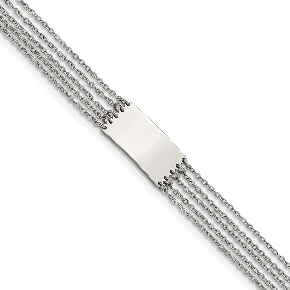 Stainless Steel Polished Multi Strand 6.5in w/.75in ext. ID Bracelet