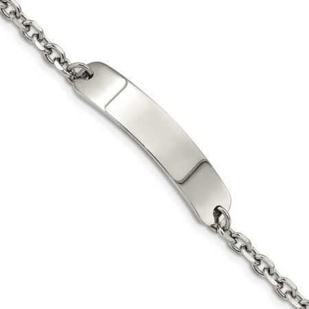 Stainless Steel Polished Cable Chain 8in ID Bracelet